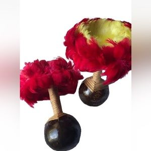 Hawaiian Hula Dance Implements Uli Ulis Hawaii Girl Dancing Supply Red Yellow MD